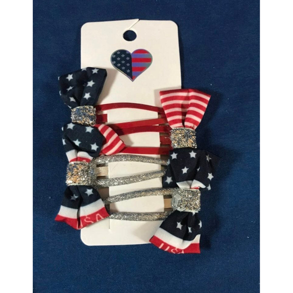 Girl's Patriotic Necklace and Hair Clip - Picture 2 of 2